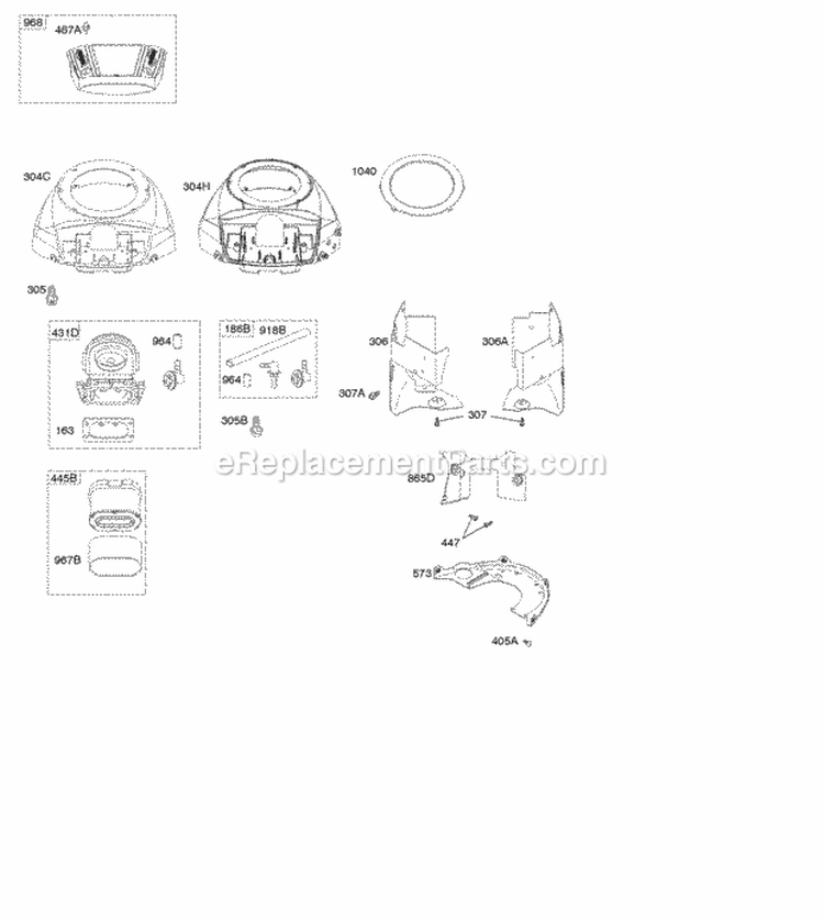 Air Cleaner Blower Housing Diagram and Parts List for 49M877-0046-G1  Briggs and Stratton Engine